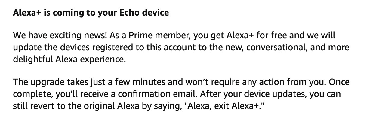 Alexa automatically upgrading to Alexa+?????