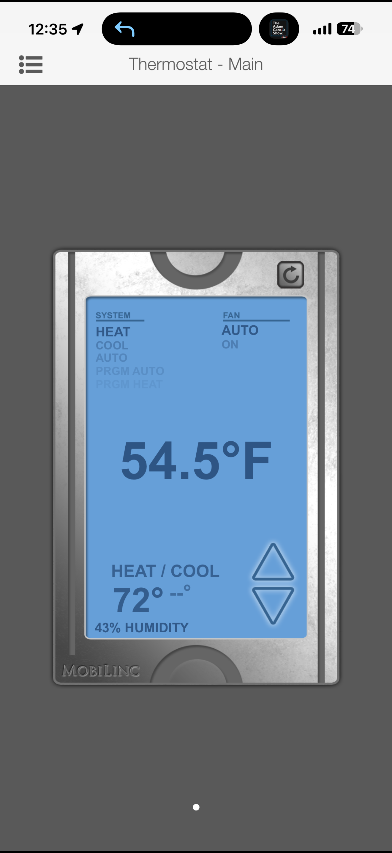Venstar T1800 and Mobilinc App not saying "heating"