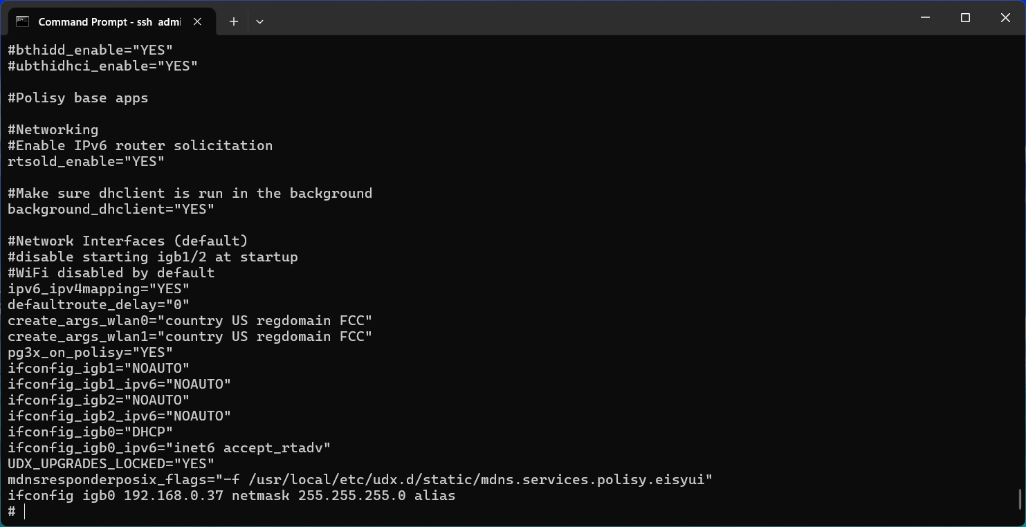 Fixed IP Address for eisy