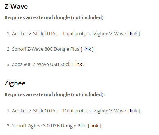 Best Zwave 800 and Zigbee Dongles