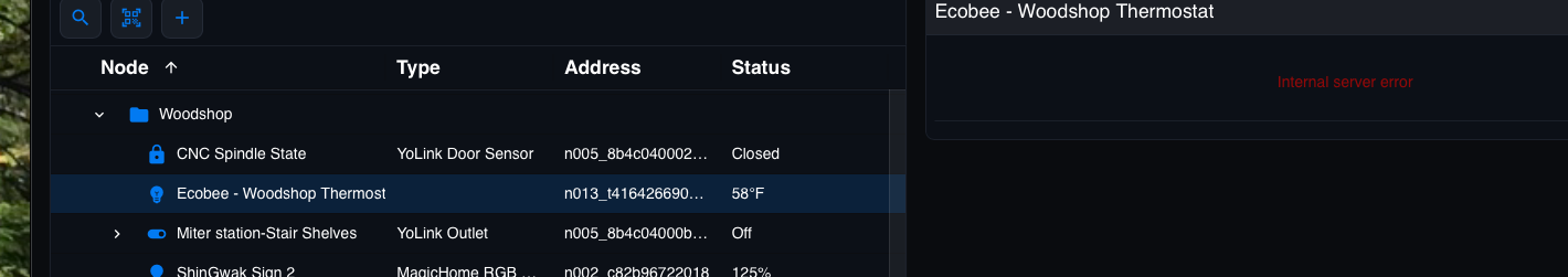 Ecobee node details missing