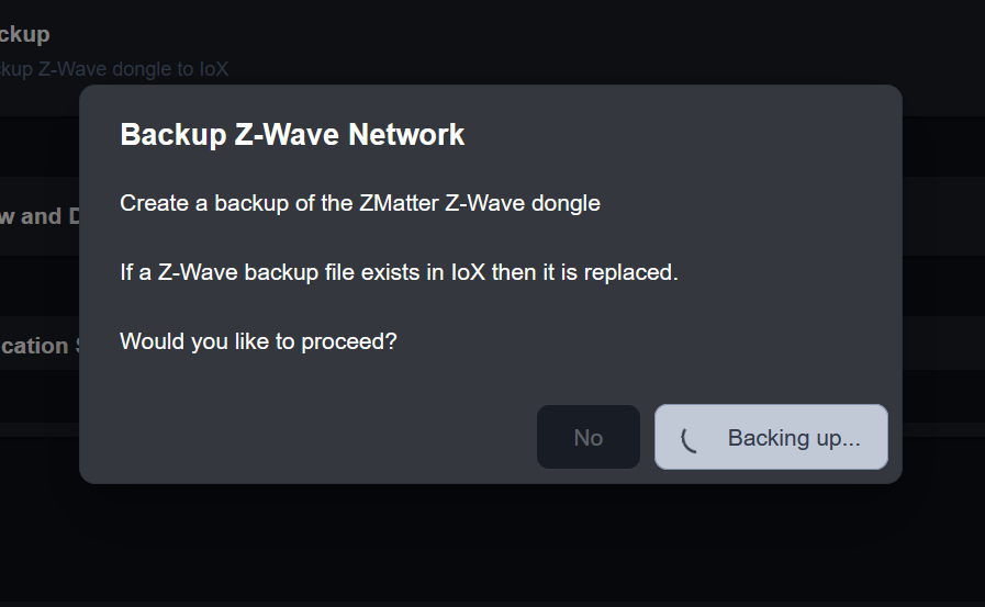 Z-wave backup never completes sort of...